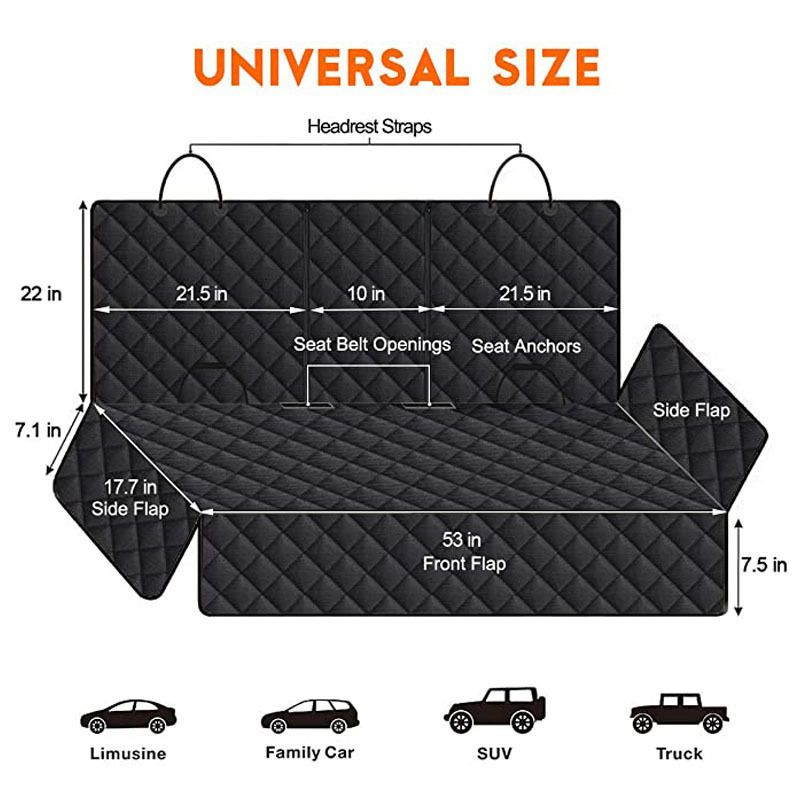 Car Rear Seat Pet Protector Mat Waterproof Dog Cat Back Seat Cover Black V888-ELOSUNG51301