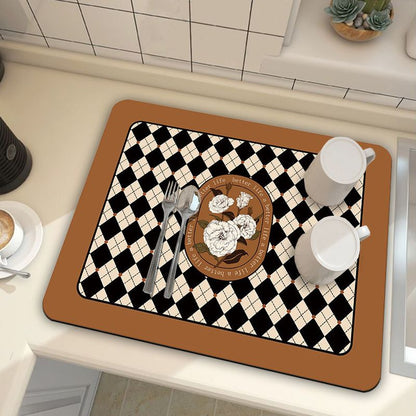 Kitchen Countertop Drainage Mat Absorbent Quick Dry Tech Velvet Dish Drying Pad 40x60cm(CD0075-1) V888-ELOSUNG51302