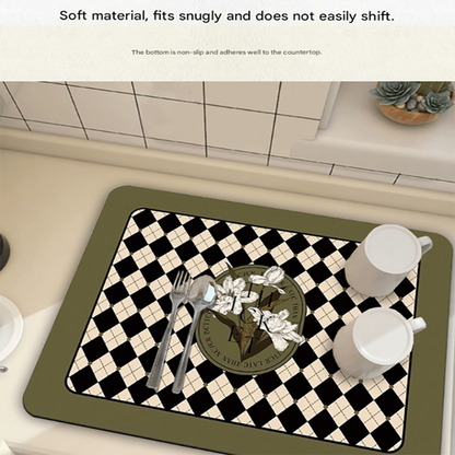 Red Kitchen Countertop Drainage Mat Absorbent Quick Dry Tech Velvet Dish Drying Pad 40x60cm(CD0075-2) V888-ELOSUNG51303