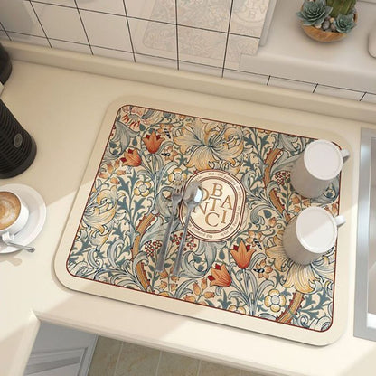 Kitchen Countertop Drainage Mat Absorbent Quick Dry Tech Velvet Dish Drying Pad 40x60cm(CD0076-2) V888-ELOSUNG51306