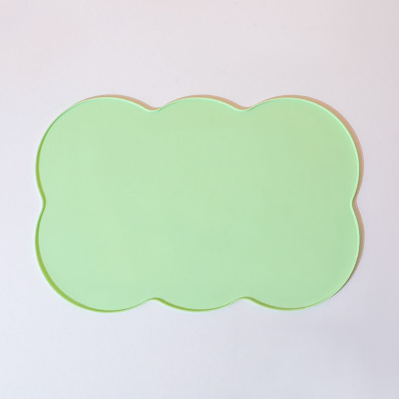 3-Piece Green Silicone Placemat Set Cloud Shape Non-Slip Heat Resistant Kids Dining Mat V888-ELOSUNG51317