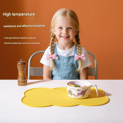 3-Piece Green Silicone Placemat Set Cloud Shape Non-Slip Heat Resistant Kids Dining Mat V888-ELOSUNG51317