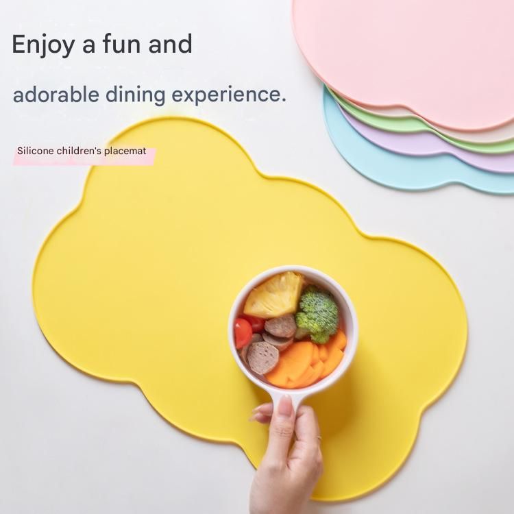 3-Piece Green Silicone Placemat Set Cloud Shape Non-Slip Heat Resistant Kids Dining Mat V888-ELOSUNG51317