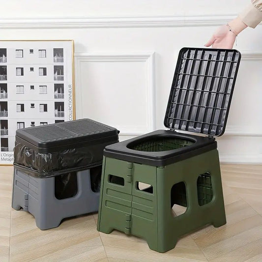 Green Portable Folding Toilet Stool Outdoor Camping Car Emergency Portable Potty Chair V888-ELOSUNG51319