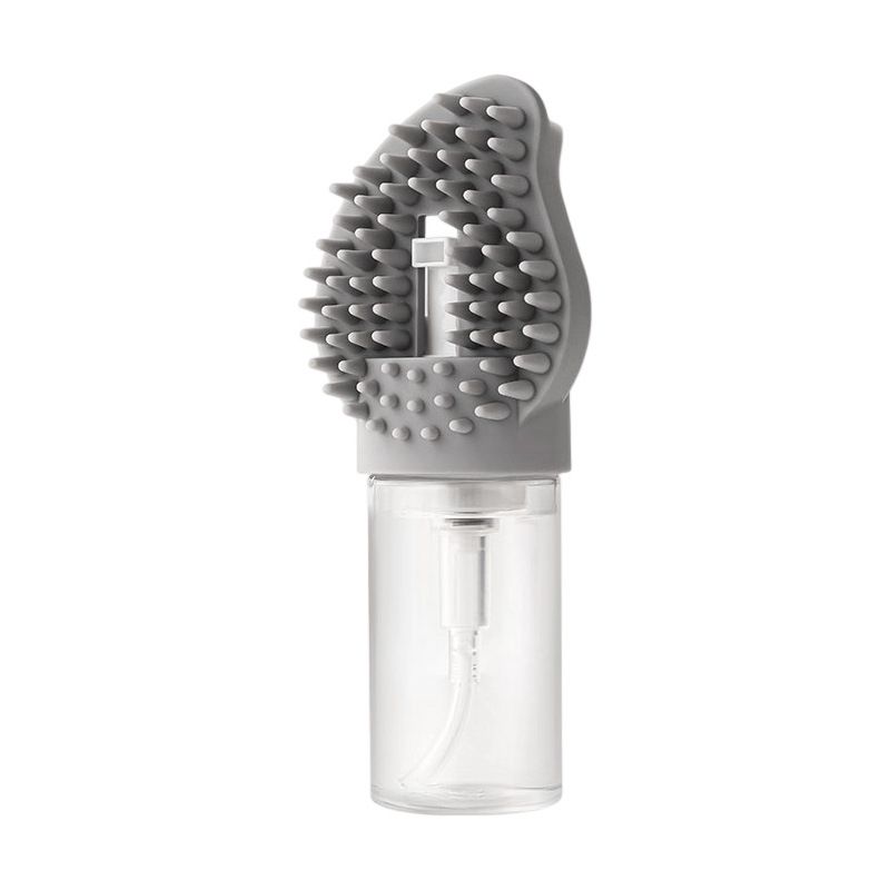 Grey Pet Shampoo Brush Silicone Foaming Massage Comb Dog Cat Bathing Grooming Tool V888-ELOSUNG51320