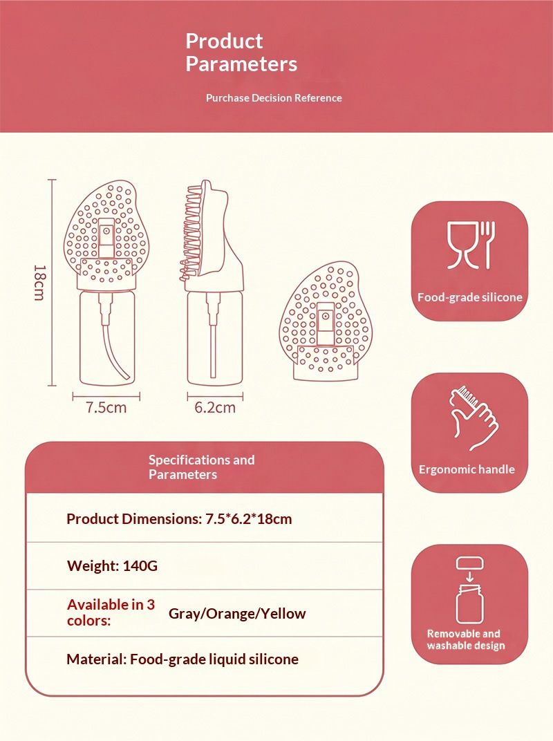 Grey Pet Shampoo Brush Silicone Foaming Massage Comb Dog Cat Bathing Grooming Tool V888-ELOSUNG51320