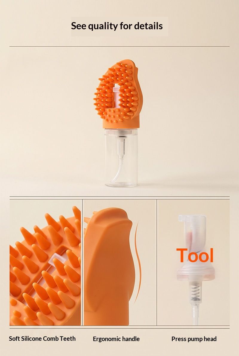 Grey Pet Shampoo Brush Silicone Foaming Massage Comb Dog Cat Bathing Grooming Tool V888-ELOSUNG51320