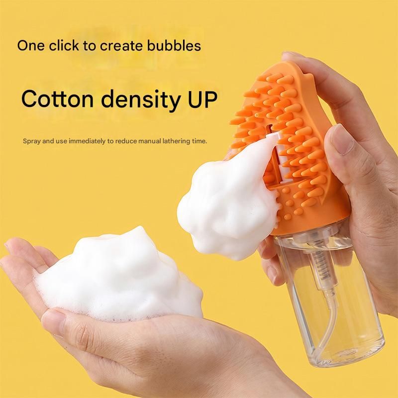 Orange Pet Shampoo Brush Silicone Foaming Massage Comb Dog Cat Bathing Grooming Tool V888-ELOSUNG51321