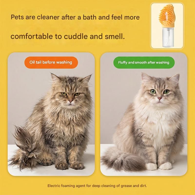 Orange Pet Shampoo Brush Silicone Foaming Massage Comb Dog Cat Bathing Grooming Tool V888-ELOSUNG51321