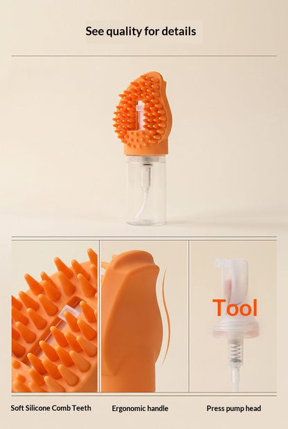 Yellow Pet Shampoo Brush Silicone Foaming Massage Comb Dog Cat Bathing Grooming Tool V888-ELOSUNG51322