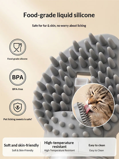 Yellow Pet Shampoo Brush Silicone Foaming Massage Comb Dog Cat Bathing Grooming Tool V888-ELOSUNG51322