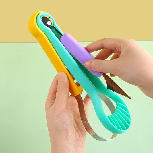 2-Piece Fruit Carving Tool Set Melon Baller Scoop Knife Stainless Steel(Yellow, blue and purple) V888-ELOSUNG51324