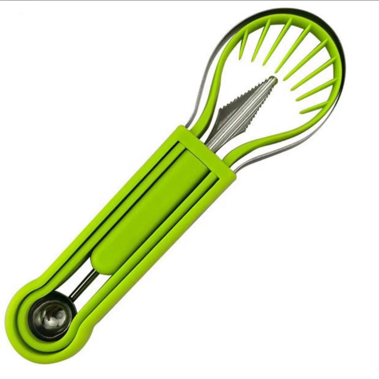 2-Piece Fruit Carving Tool Set Melon Baller Scoop Knife Stainless Steel(Green) V888-ELOSUNG51326