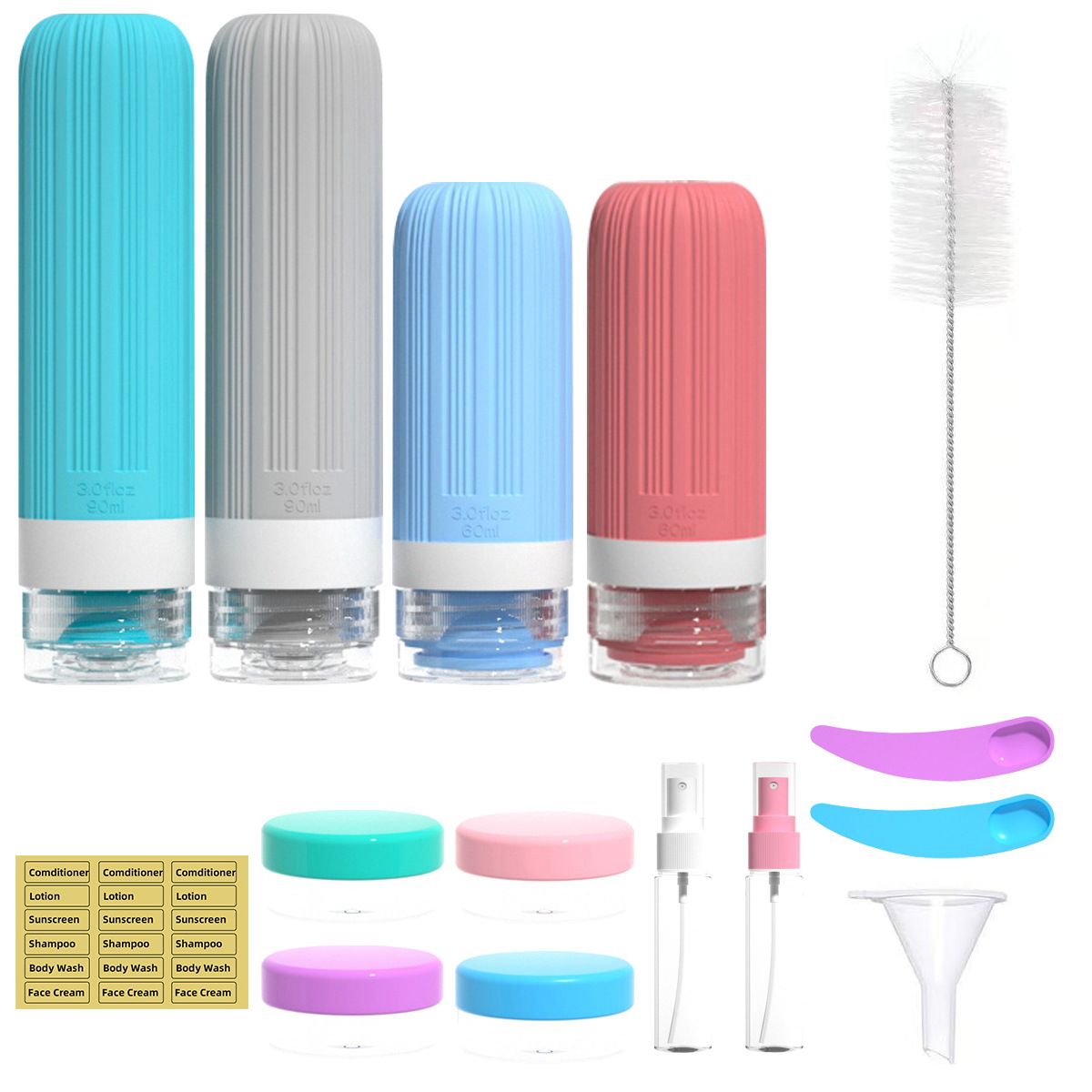 Silicone Travel Toiletry Bottles Set Leakproof Squeeze Containers with Case(01) V888-ELOSUNG51333