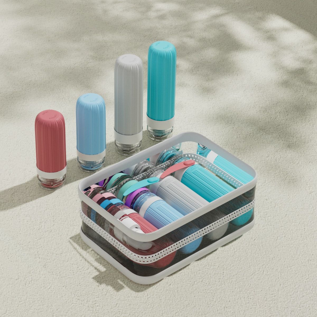 Silicone Travel Toiletry Bottles Set Leakproof Squeeze Containers with Case(01) V888-ELOSUNG51333