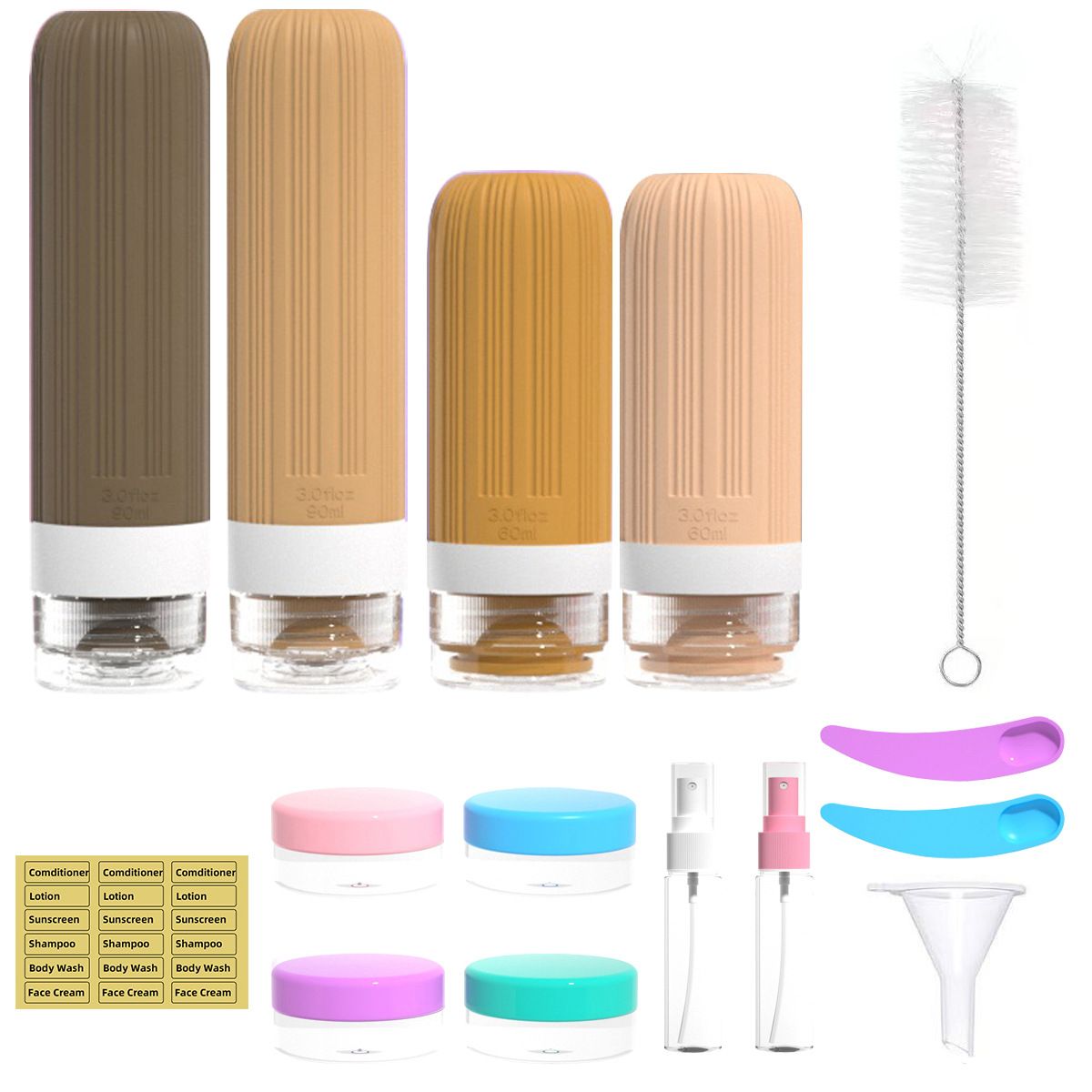 Silicone Travel Toiletry Bottles Set Leakproof Squeeze Containers with Case(04) V888-ELOSUNG51336