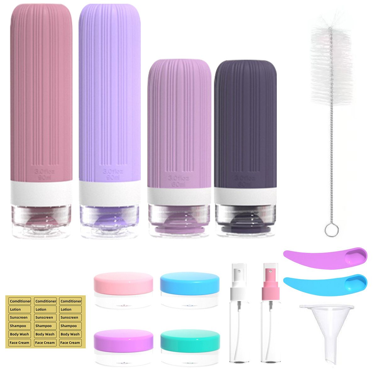 Silicone Travel Toiletry Bottles Set Leakproof Squeeze Containers with Case(08) V888-ELOSUNG51340