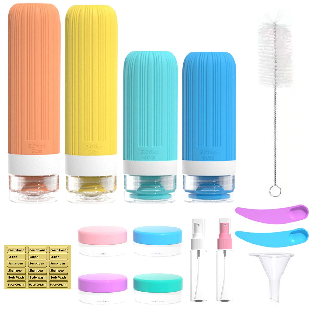 Silicone Travel Toiletry Bottles Set Leakproof Squeeze Containers with Case(09) V888-ELOSUNG51341