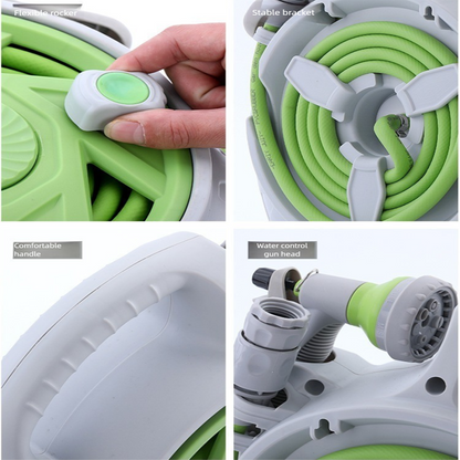 Pink Portable Hose Reel Cart with 14m Hose 7-Pattern Spray Gun Garden Watering System V888-ELOSUNG51343