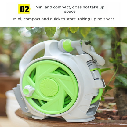 Blue Portable Hose Reel Cart with 14m Hose 7-Pattern Spray Gun Garden Watering System V888-ELOSUNG51344