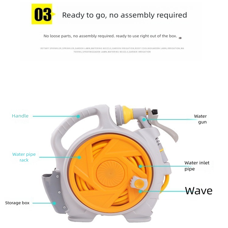 Green Portable Hose Reel Cart with 14m Hose 7-Pattern Spray Gun Garden Watering System V888-ELOSUNG51345