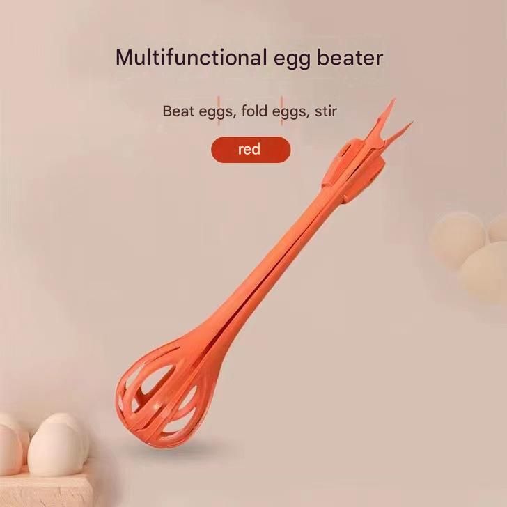 Red 2-Piece 3-in-1 Multi-Functional Egg Whisk & Food Tongs Set V888-ELOSUNG51353