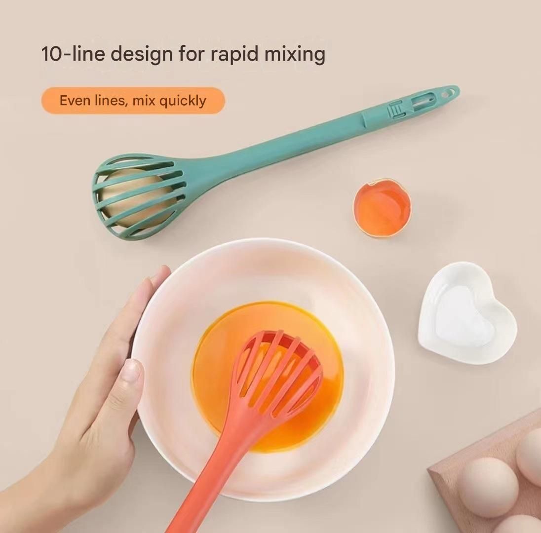 Red 2-Piece 3-in-1 Multi-Functional Egg Whisk & Food Tongs Set V888-ELOSUNG51353
