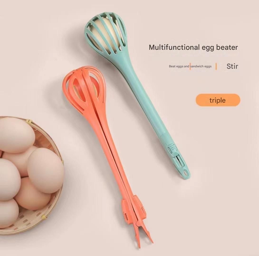 Red 2-Piece 3-in-1 Multi-Functional Egg Whisk & Food Tongs Set V888-ELOSUNG51353