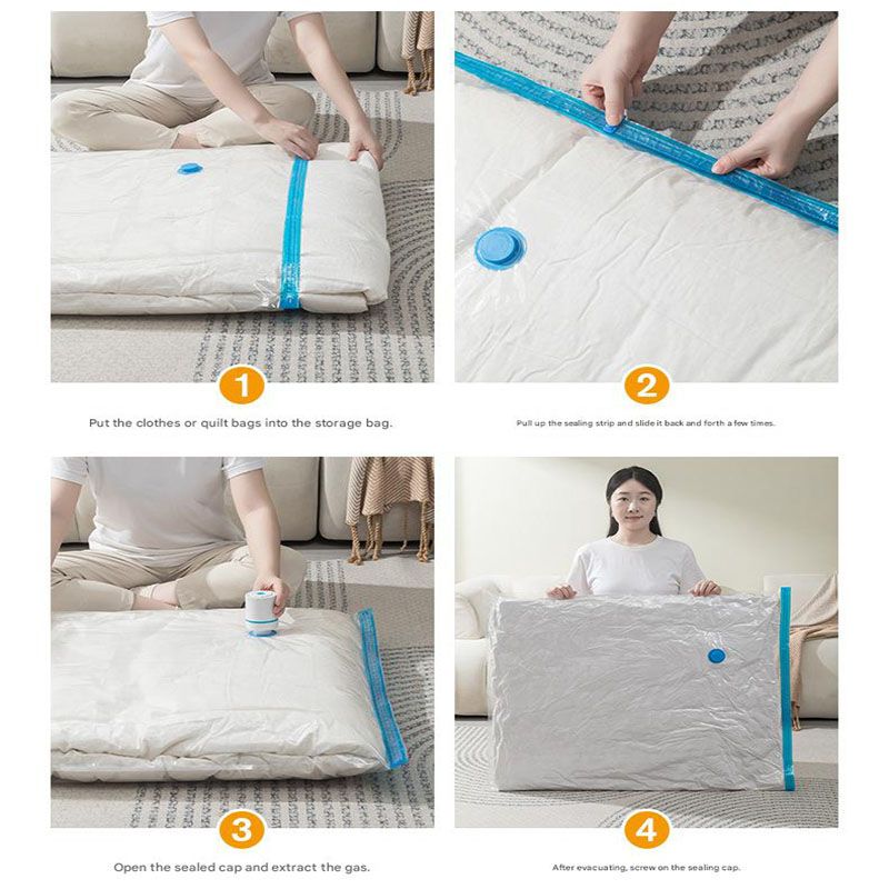 Vacuum Compression Storage Bags 6 Piece Set with Hand Pump for Clothes Bedding Travel V888-ELOSUNG51357