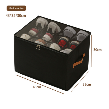 Black Foldable Fabric Shoe Storage Box with Compartments Dustproof Moistureproof V888-ELOSUNG51362