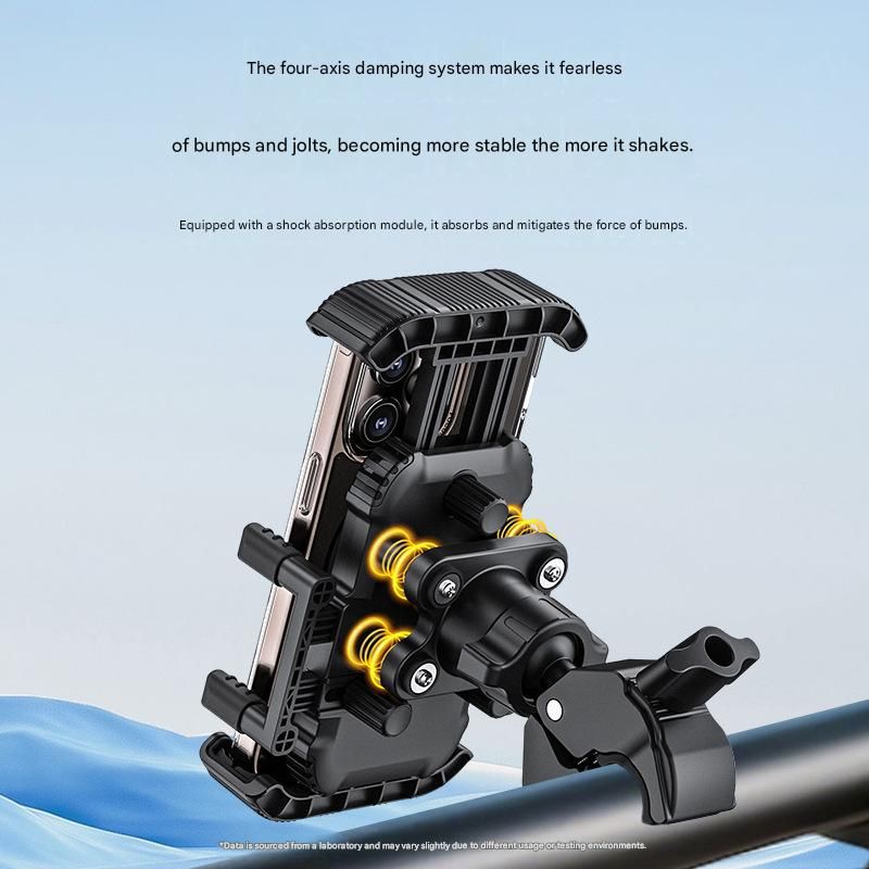 Black Motorcycle Phone Holder 4-Axis Shockproof Anti-Shake Mount for Navigation V888-ELOSUNG51364