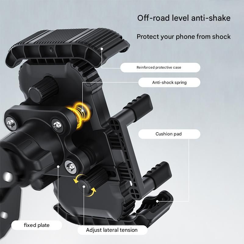 Black Motorcycle Phone Holder 4-Axis Shockproof Anti-Shake Mount for Navigation V888-ELOSUNG51364