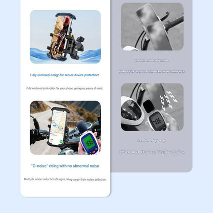 Black Motorcycle Phone Holder 4-Axis Shockproof Anti-Shake Mount for Navigation V888-ELOSUNG51364