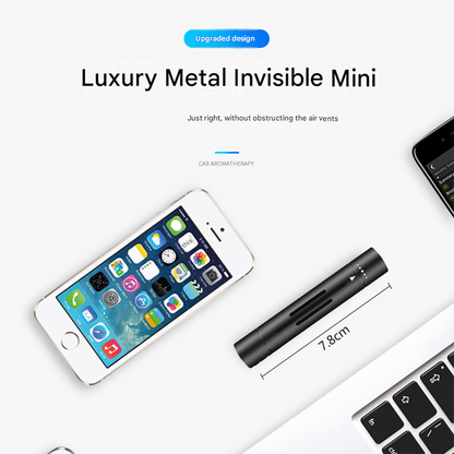 Black Mini Car Air Vent Perfume Freshener with 6 Scent Refills Aluminum Alloy Aromatherapy V888-ELOSUNG51367