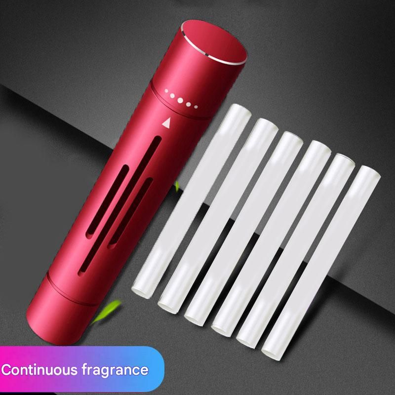 Red Mini Car Air Vent Perfume Freshener with 6 Scent Refills Aluminum Alloy Aromatherapy V888-ELOSUNG51368
