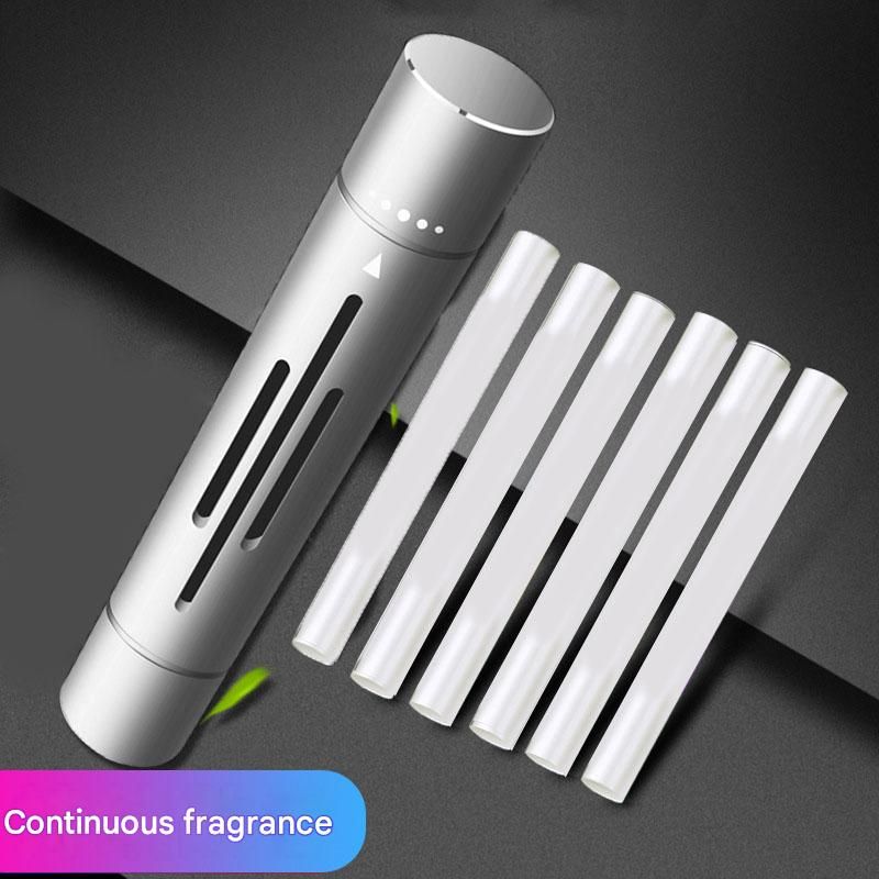 Silver Mini Car Air Vent Perfume Freshener with 6 Scent Refills Aluminum Alloy Aromatherapy V888-ELOSUNG51369