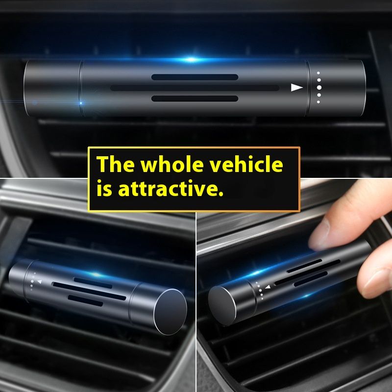 Silver Mini Car Air Vent Perfume Freshener with 6 Scent Refills Aluminum Alloy Aromatherapy V888-ELOSUNG51369