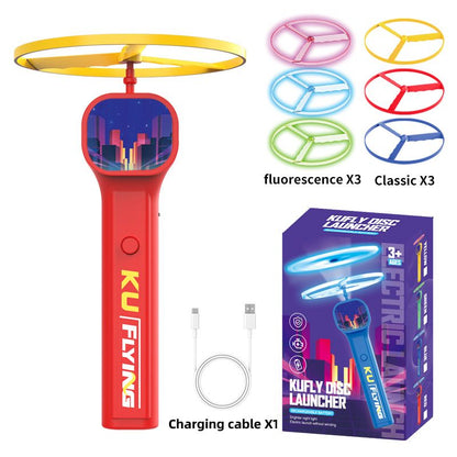 Red LED Light Up Flying Disc Cat Toy Interactive UFO Launcher with Replacement Discs V888-ELOSUNG51370