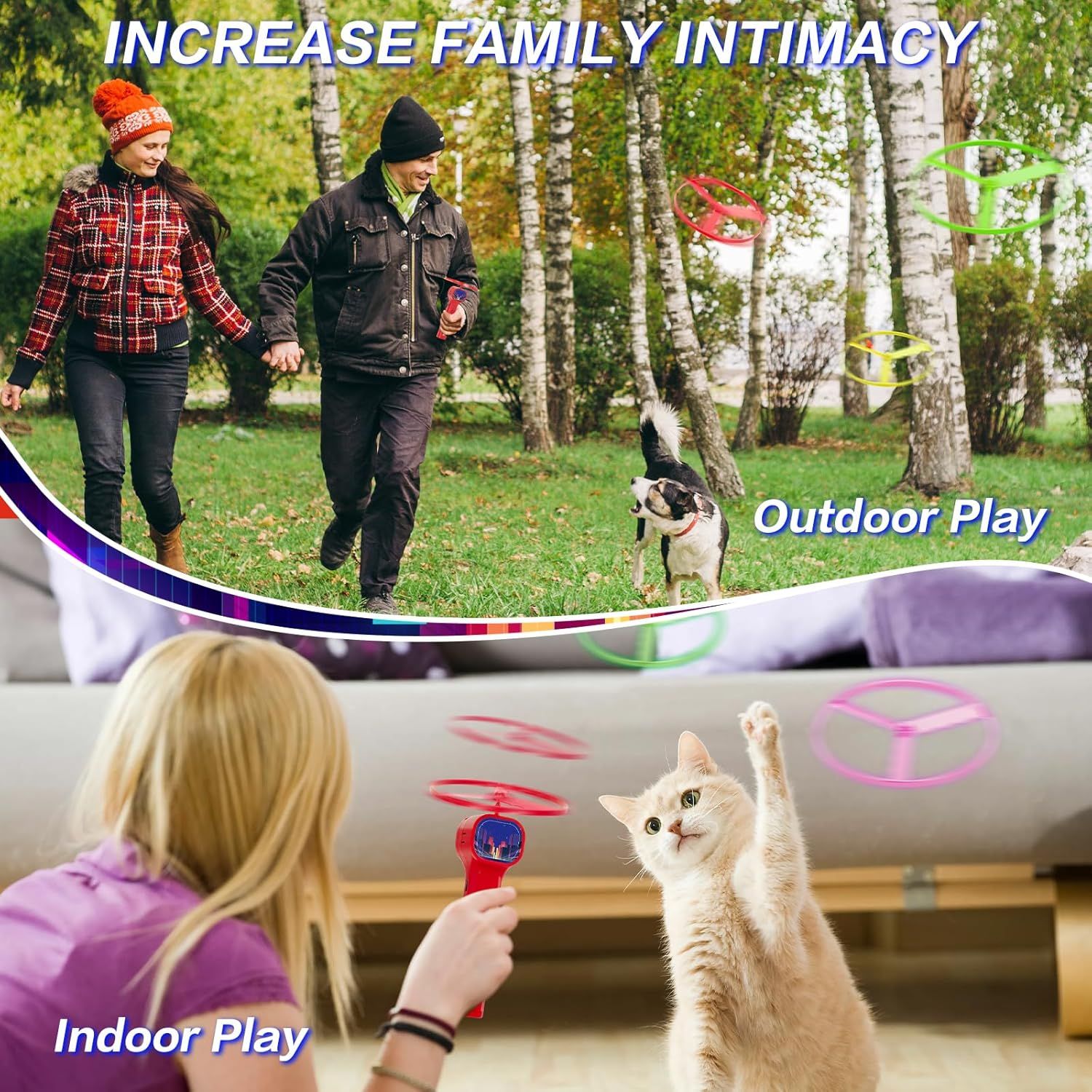 Yellow LED Light Up Flying Disc Cat Toy Interactive UFO Launcher with Replacement Discs V888-ELOSUNG51373