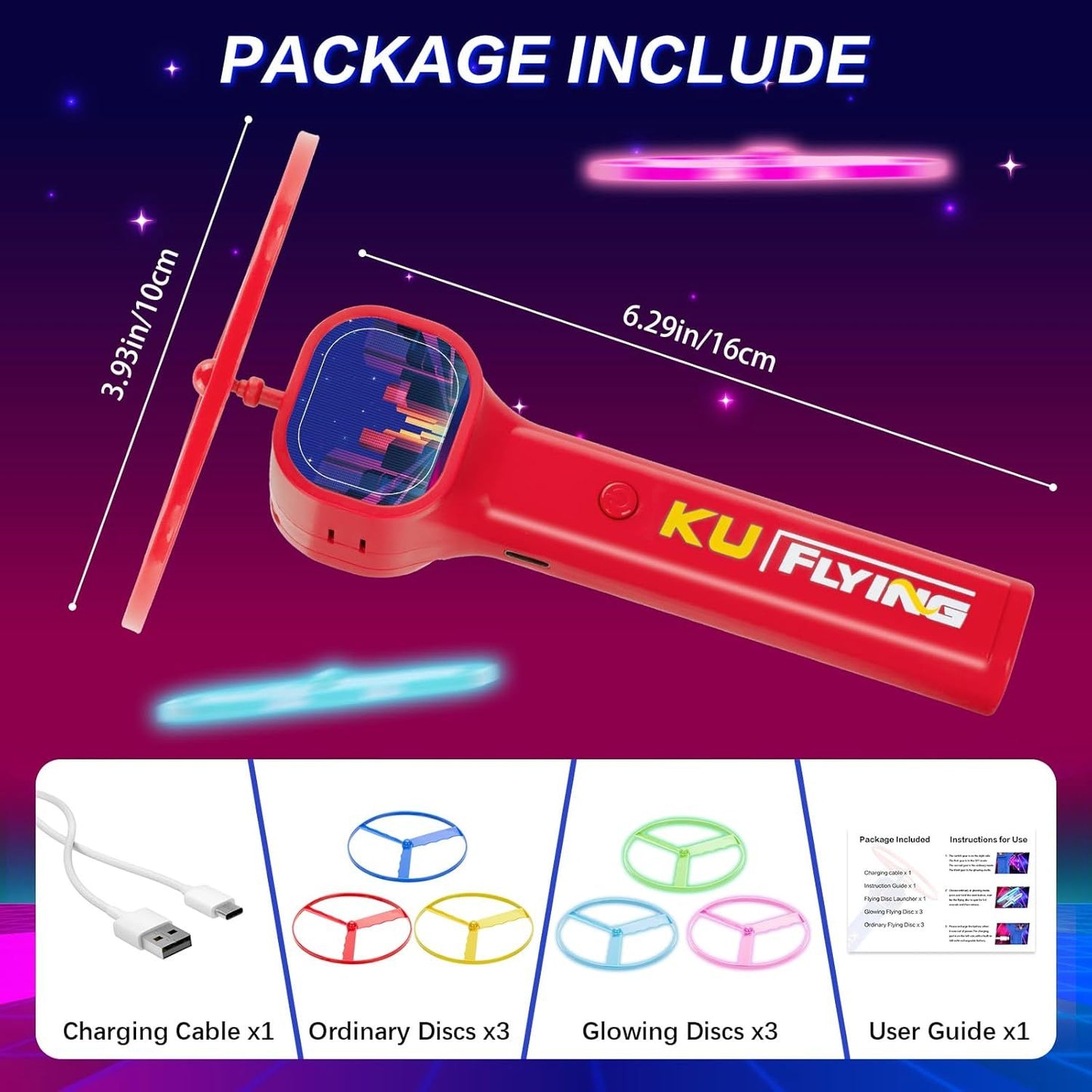 Yellow LED Light Up Flying Disc Cat Toy Interactive UFO Launcher with Replacement Discs V888-ELOSUNG51373