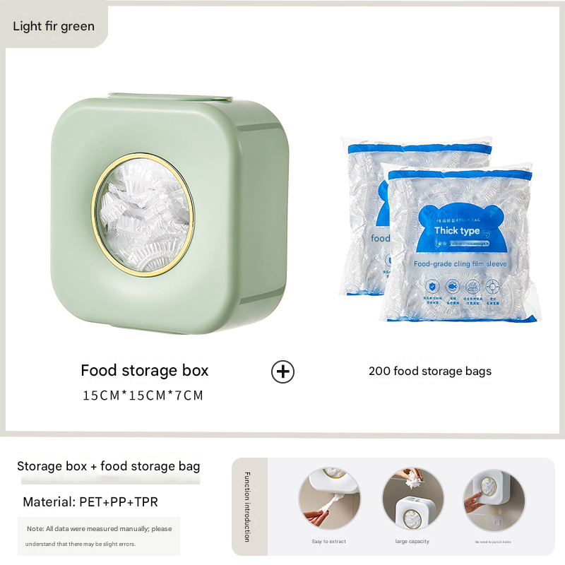 Light green Wall Mounted Plastic Wrap Dispenser Storage Box with 200 Preservation Films V888-ELOSUNG51386