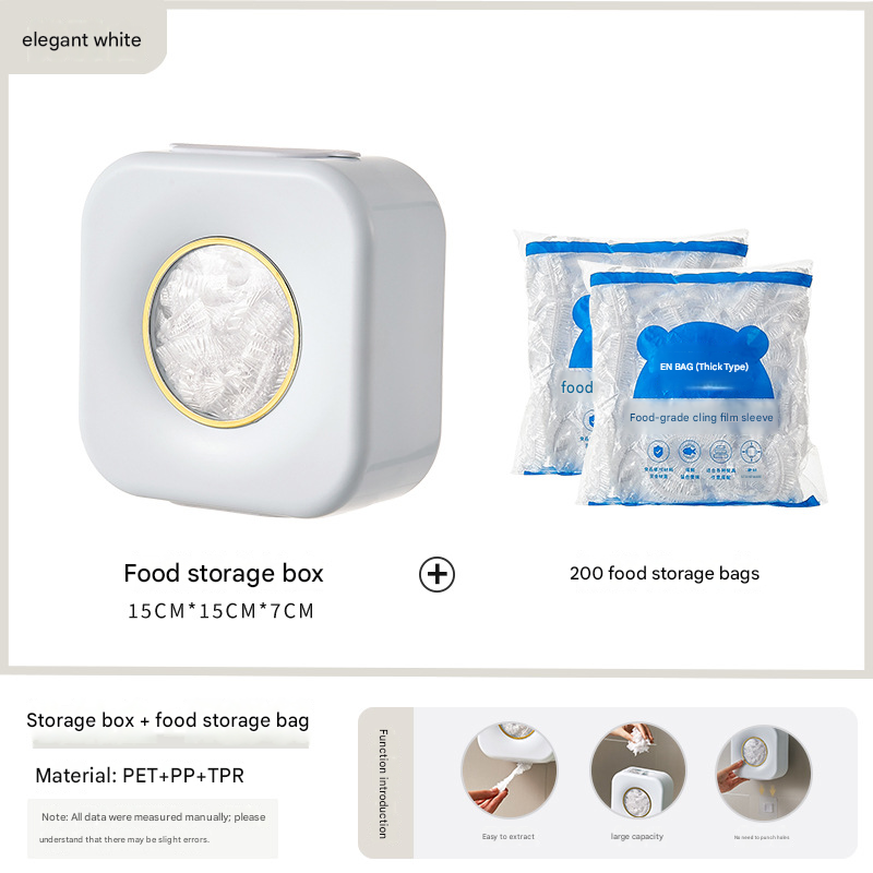 White Wall Mounted Plastic Wrap Dispenser Storage Box with 200 Preservation Films V888-ELOSUNG51387