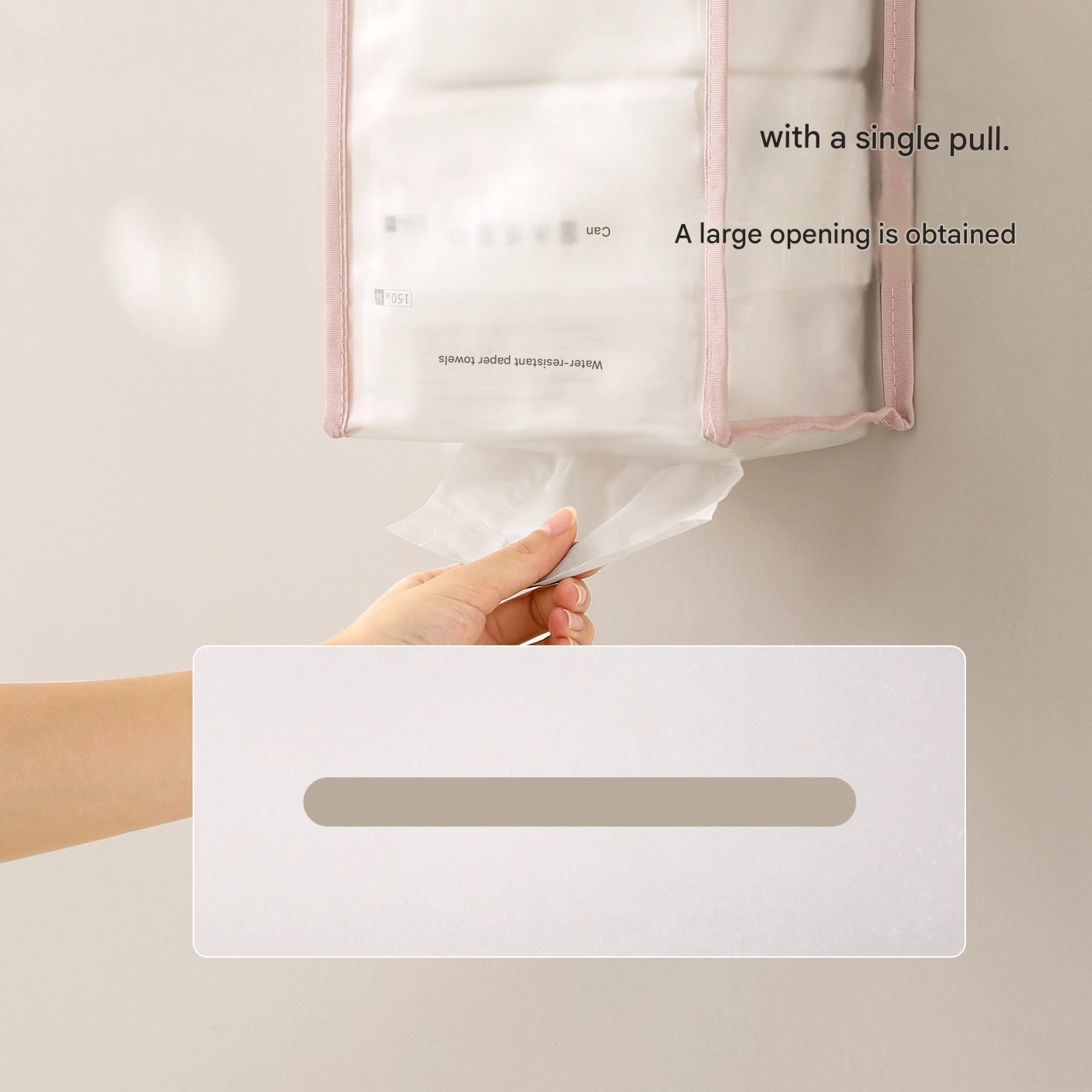 3 PCS White Wall Mounted Transparent Tissue Storage Bag Waterproof Hanging Holder with Adhesive Hook V888-ELOSUNG51391