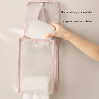3 PCS White Wall Mounted Transparent Tissue Storage Bag Waterproof Hanging Holder with Adhesive Hook V888-ELOSUNG51391