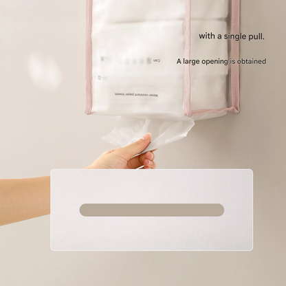 3 PCS Pink Wall Mounted Transparent Tissue Storage Bag Waterproof Hanging Holder with Adhesive Hook V888-ELOSUNG51392
