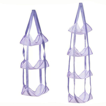 Purple 3-Layer + 4-Layer Hanging Mesh Storage Bag Set for Balls Toys and Sports Gear V888-ELOSUNG51393