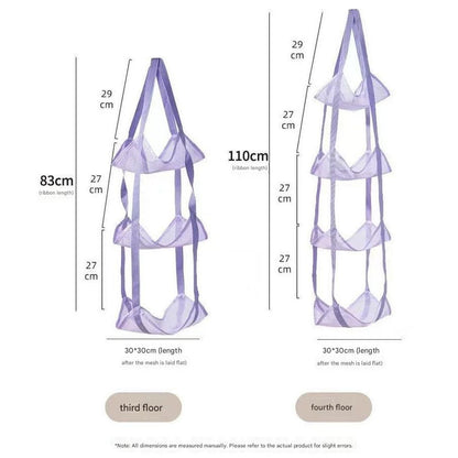 Grey 3-Layer + 4-Layer Hanging Mesh Storage Bag Set for Balls Toys and Sports Gear V888-ELOSUNG51394