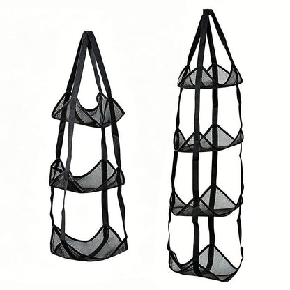 Black 3-Layer + 4-Layer Hanging Mesh Storage Bag Set for Balls Toys and Sports Gear V888-ELOSUNG51395