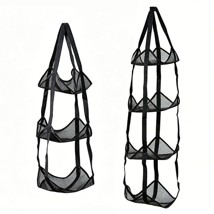 Black 3-Layer + 4-Layer Hanging Mesh Storage Bag Set for Balls Toys and Sports Gear V888-ELOSUNG51395