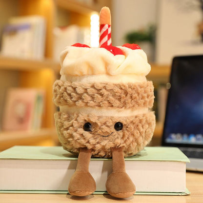 Khaki Cute Birthday Cake Plush Toy Strawberry Layered Cake Pillow Birthday Gift V888-ELOSUNG51396